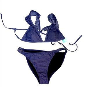 Sand Castle blue ruffle bikini (looks like denim)
